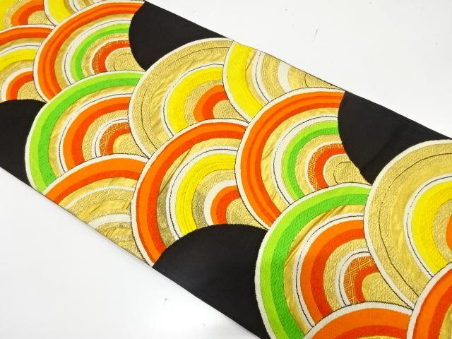 JAPANESE KIMONO / ANTIQUE FUKURO OBI / SILK / WOVEN SEIGAIHA